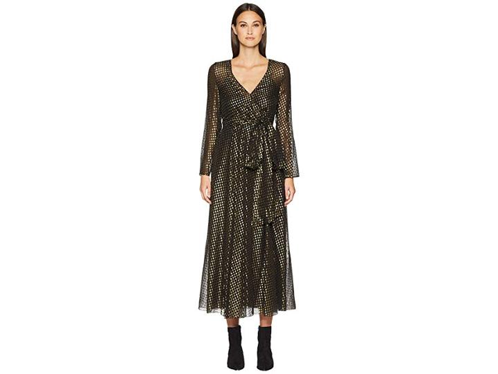 Red Valentino Silk Lame Fil Coupe Dress (black) Women's Dress