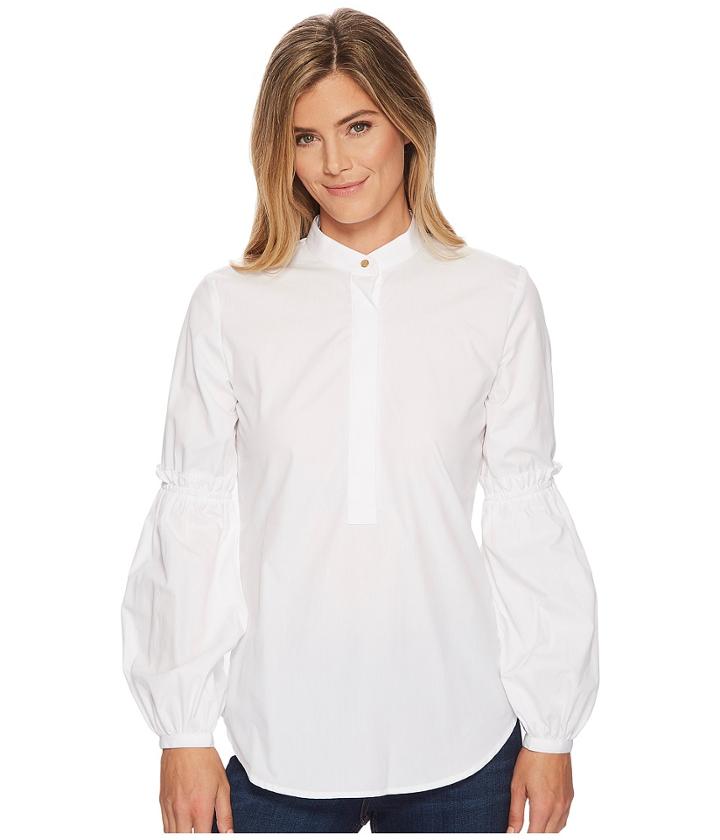 Lauren Ralph Lauren Broadcloth Bishop-sleeve Shirt (white) Women's T Shirt