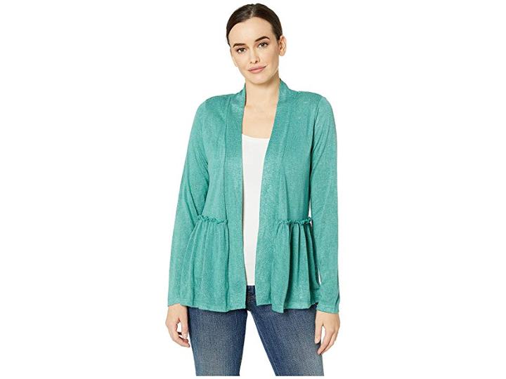 Bobeau Long Sleeve Babydoll Back Cardigan (north Sea) Women's Sweater