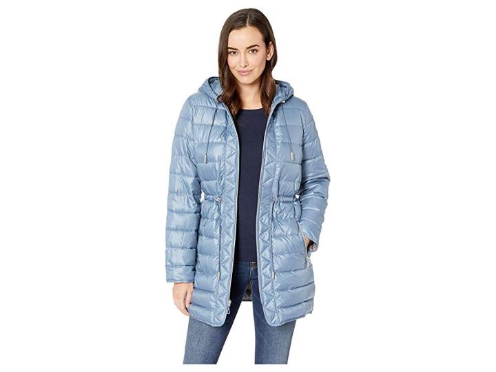 Kenneth Cole New York Hooded Packable Anorak W/ Contrasted Color Lining (dusty Shale) Women's Coat