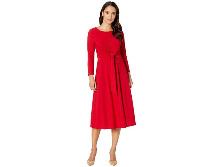 Taylor Bracelet Sleeve Front Knot Jersey Dress (scarlet) Women's Dress