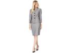 Le Suit Three-button Wide Lapel Novelty Skirt Suit (black/white) Women's Suits Sets
