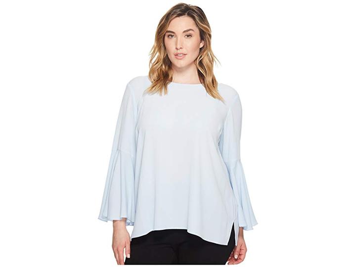Vince Camuto Specialty Size Plus Size Bell Sleeve Blouse (light Cameo Blue) Women's Blouse