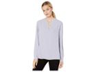 Anne Klein Split-neck High-low Long Sleeve Blouse (morning Light) Women's Blouse