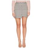 J.o.a. Printed Asymmetric Mini Skirt (grey Plaid) Women's Skirt