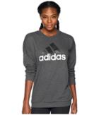 Adidas Badge Of Sport Pullover (dark Grey Heather/white) Women's Sweatshirt