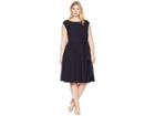 Tahari By Asl Plus Size Crepe Side Tie Fit And Flare Dress (navy) Women's Dress