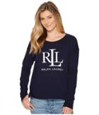 Lauren Ralph Lauren Lrl French Terry Sweatshirt (navy) Women's Sweatshirt