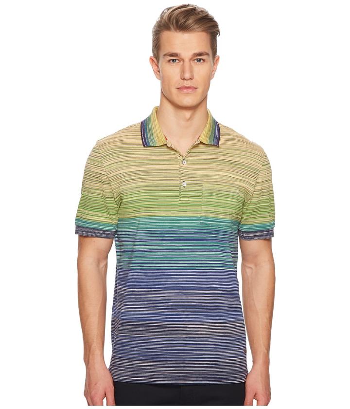 Missoni Pique Sfumato Polo (blue/yellow) Men's Clothing
