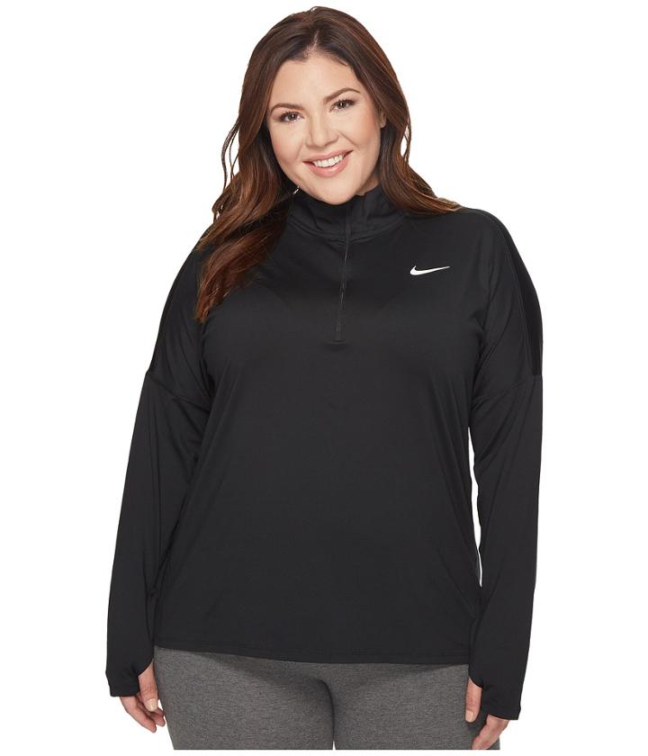 Nike Dry Element 1/2 Zip Running Top (size 1x-3x) (black) Women's Long Sleeve Pullover