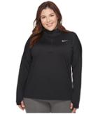 Nike Dry Element 1/2 Zip Running Top (size 1x-3x) (black) Women's Long Sleeve Pullover