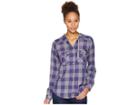 Columbia Collegiate Times Twotm Hooded Long Sleeve Shirt (uw/deep Purple Check) Women's Long Sleeve Button Up