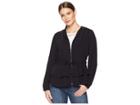 Nine West Long Sleeve Crepe Jacket W/ Self Tie Belt (black) Women's Coat