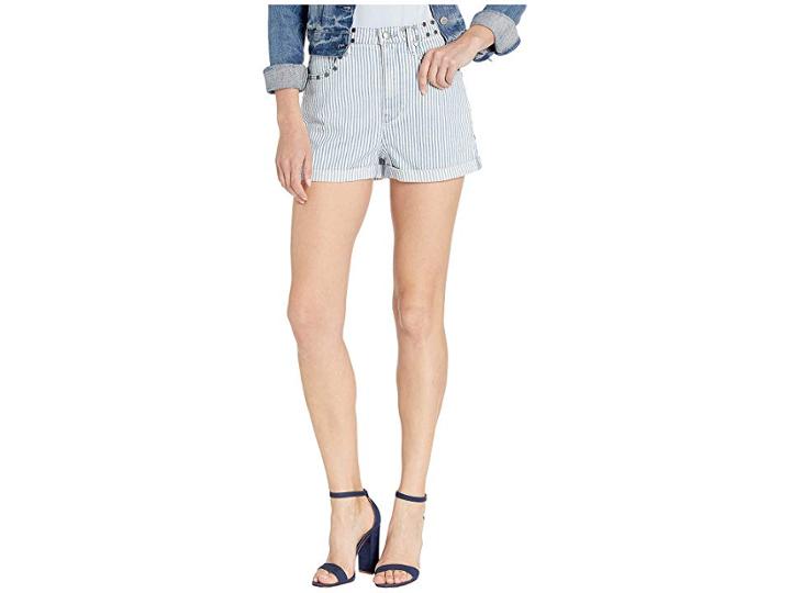 Juicy Couture Denim Ticking Stripe Shorts (indigo Ticking Stripe) Women's Shorts