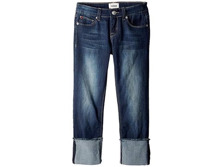 Hudson Kids Skinny Roll Cuff Crop In Oxford Blue (big Kids) (oxford Blue) Girl's Jeans
