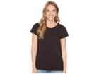 Dylan By True Grit Luxe Cotton Slub Short Sleeve Crew Tee With Back Detail Seam Stitch (black) Women's T Shirt