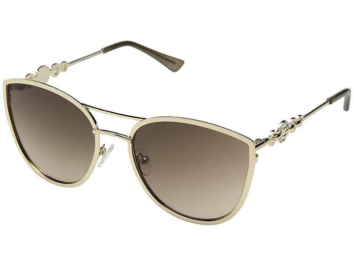 Guess Gf6053 (shiny Gold/brown/brown Gradient Lens) Fashion Sunglasses