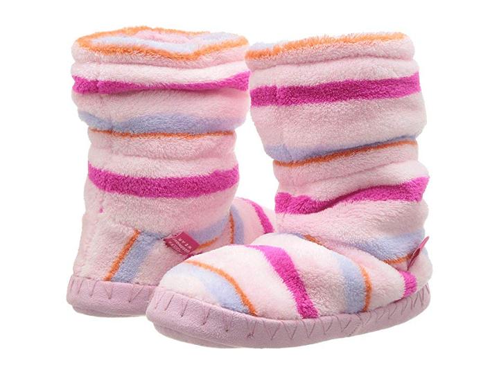 Joules Kids Fleece Lined Slippersock (toddler/little Kid) (pink Multi Stripe) Girls Shoes