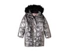 Urban Republic Kids Glo Oversize Metallic Foil Puffer Jacket W/ Colored Faux Fur (little Kids/big Kids) (gunmetal) Girl's Jacket