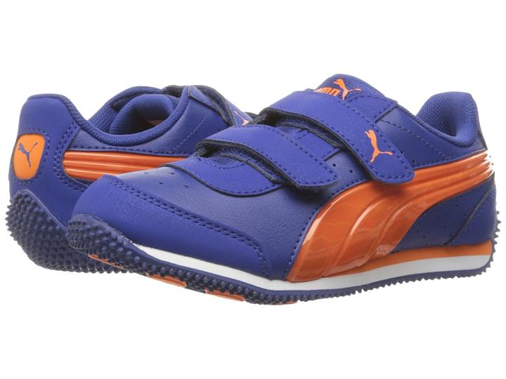 Puma Kids Puma Speed Light Up V Ps (little Kid/big Kid) (mazarine Blue/vibrant Orange) Boys Shoes