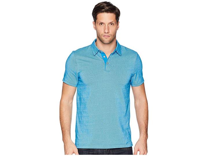 Perry Ellis Dotted Stripe Jacquard Polo (turkish Tile) Men's Clothing