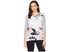 Tribal 3/4 Sleeve Top With Woven Front (petal Pink) Women's Blouse