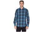 Perry Ellis Total Stretch Oversize Exploded Plaid Shirt (legion Blue) Men's Long Sleeve Button Up