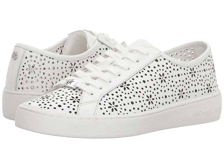 Michael Michael Kors Keaton Lace Up (optic White Vachetta Hazel Perf) Women's Lace Up Casual Shoes