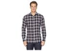 Eleventy Check Spread Collar Brushed Flannel Shirt (navy) Men's Clothing