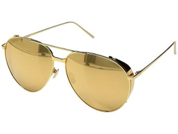 Linda Farrow Luxe Lfl425c1sun Aviators (yellow Gold) Fashion Sunglasses