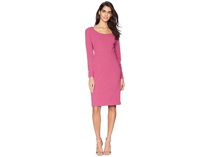 Betsey Johnson Long Sleeve Scuba Sheathe Dress (rose) Women's Dress
