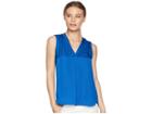 Vince Camuto Specialty Size Petite Sleeveless V-neck Rumple Blouse (amalfi) Women's Sleeveless