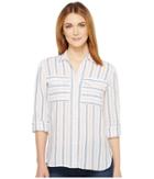 Two By Vince Camuto Long Sleeve Stripe Relaxed Linen Shirt (blush Pink) Women's Long Sleeve Button Up