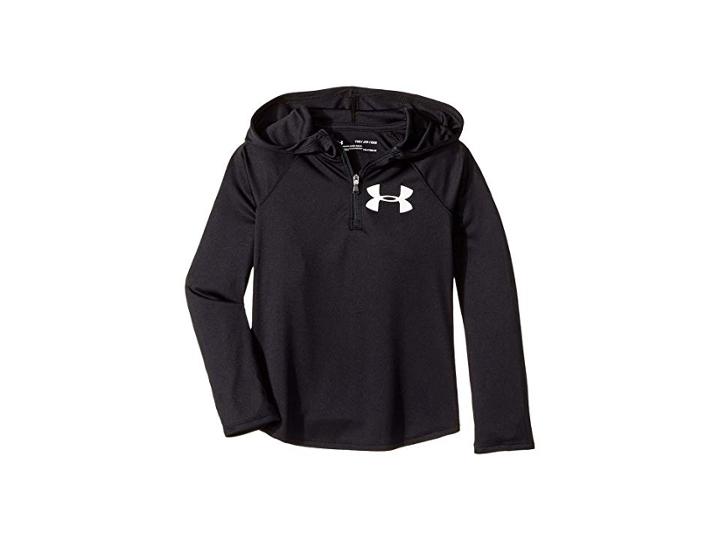 Under Armour Kids Tech 1/4 Zip Hoodie (big Kids) (black/white) Girl's Sweatshirt