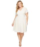 Donna Morgan Plus Size Fit And Flare Crepe Dress With Cap Sleeve (horn) Women's Dress