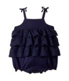 Janie And Jack Tiered Eyelet Bubble One-piece (infant) (navy) Girl's Jumpsuit & Rompers One Piece