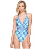 La Blanca True Surpliced Cross-back One-piece (crystal Blue) Women's Swimsuits One Piece