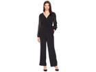 Eci V-neck Chiffon Sleeve Jersey Jumpsuit (black) Women's Jumpsuit & Rompers One Piece