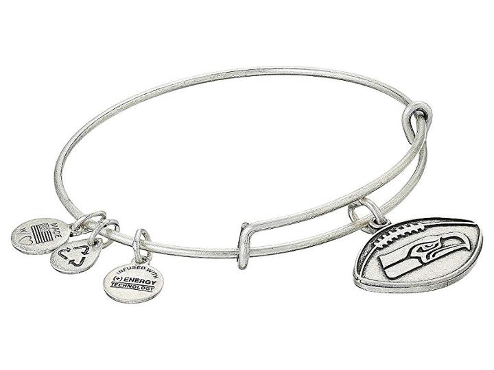 Alex And Ani Nfl Seattle Seahawks Football Bangle (rafaelian Silver) Charms Bracelet