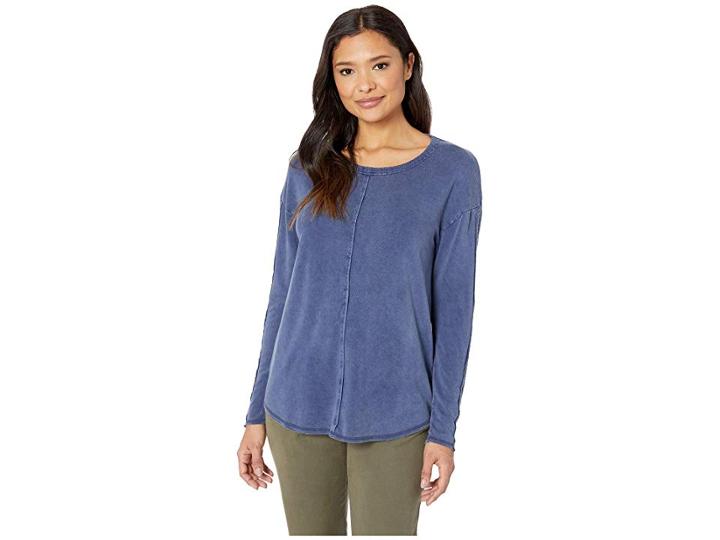 Mod-o-doc Rayon Spandex Fleece Drop Shoulder Tunic With Rib Trim (true Navy) Women's Clothing