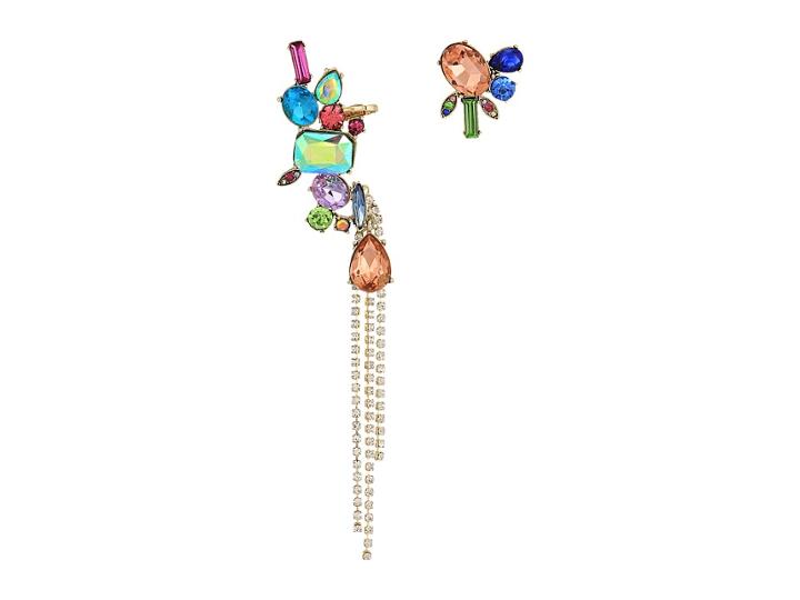 Betsey Johnson Bright Color Stone Non-matching Earrings (multi) Earring