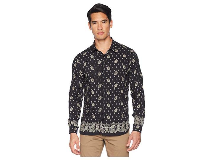 The Kooples Bandana Party Graphic Shirt (black) Men's Clothing
