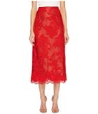 Marchesa Corded Lace Tea Length Skirt (red) Women's Skirt