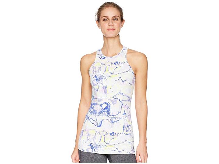 New Balance Printed Open Back Tank Top (white Multi/mid Wave Multi) Women's Sleeveless