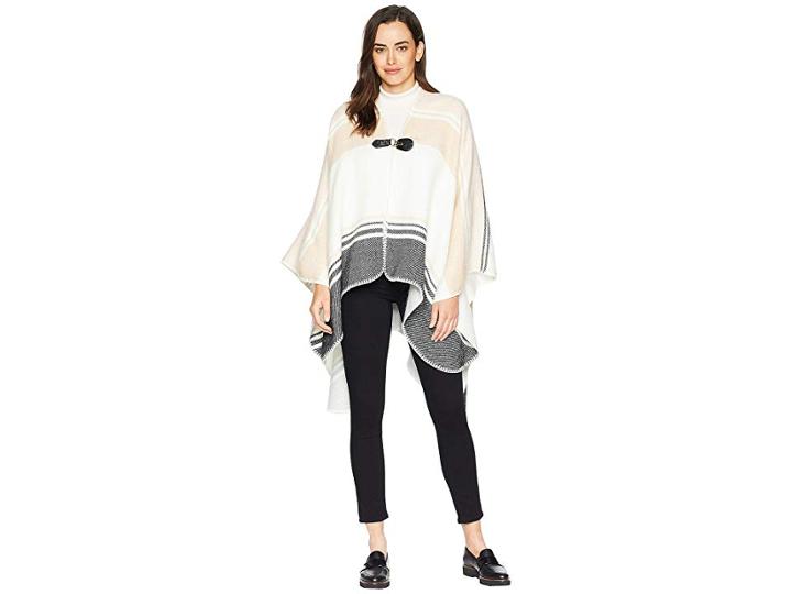 Vince Camuto Stripe Buckle Cape Ruana (blush) Women's Clothing