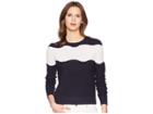 Jil Sander Navy Long Sleeve Knit With Contrasting Motif (dark Blue) Women's Clothing