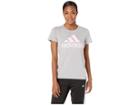 Adidas Badge Of Sport Classic Tee (medium Heather Grey/true Pink) Women's T Shirt