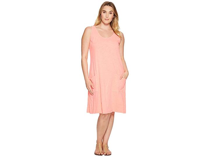 Extra Fresh By Fresh Produce Plus Size Drape Dress (sunset Coral) Women's Dress