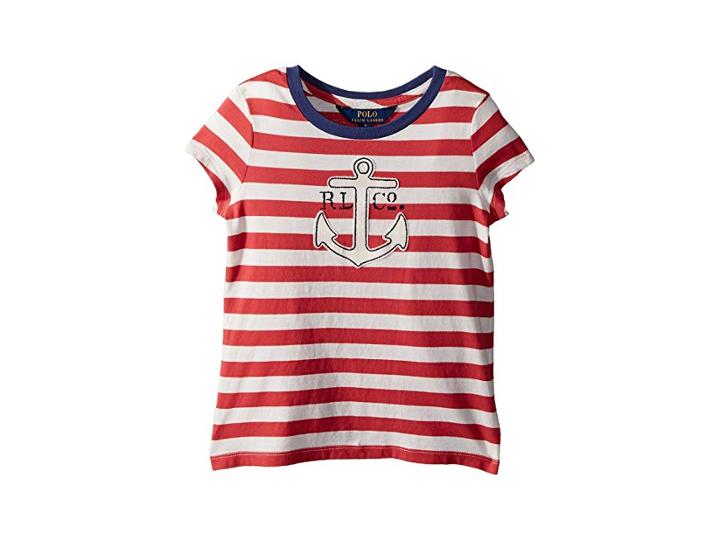 Polo Ralph Lauren Kids Cotton Jersey Graphic T-shirt (little Kids) (nantucket Red/deckwash White) Girl's T Shirt