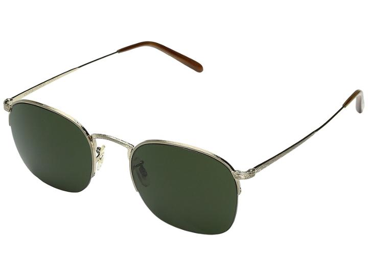 Oliver Peoples Rickman (brushed Gold/green) Fashion Sunglasses